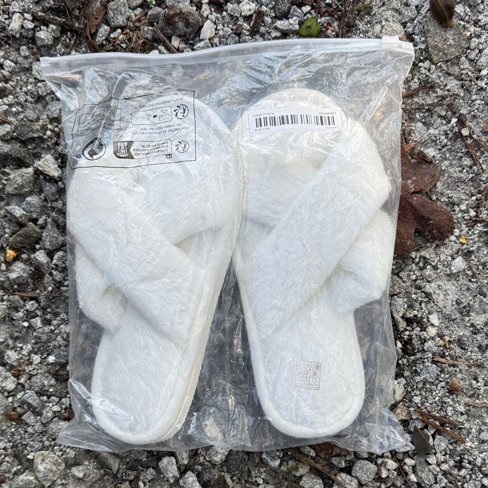 White Fuzzy Slippers
